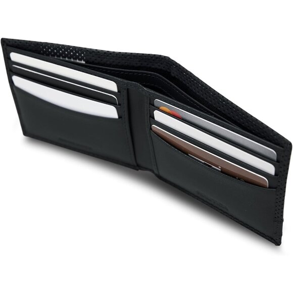 Nautica Men's Bifold Leather Wallet Black RFID Blocking ID Window Card Slots - Picture 5 of 7
